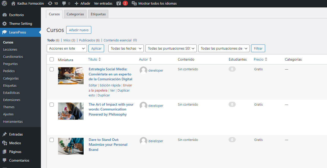 Diseño Web Kadtus Formación En Zaragoza. Spk comunicación