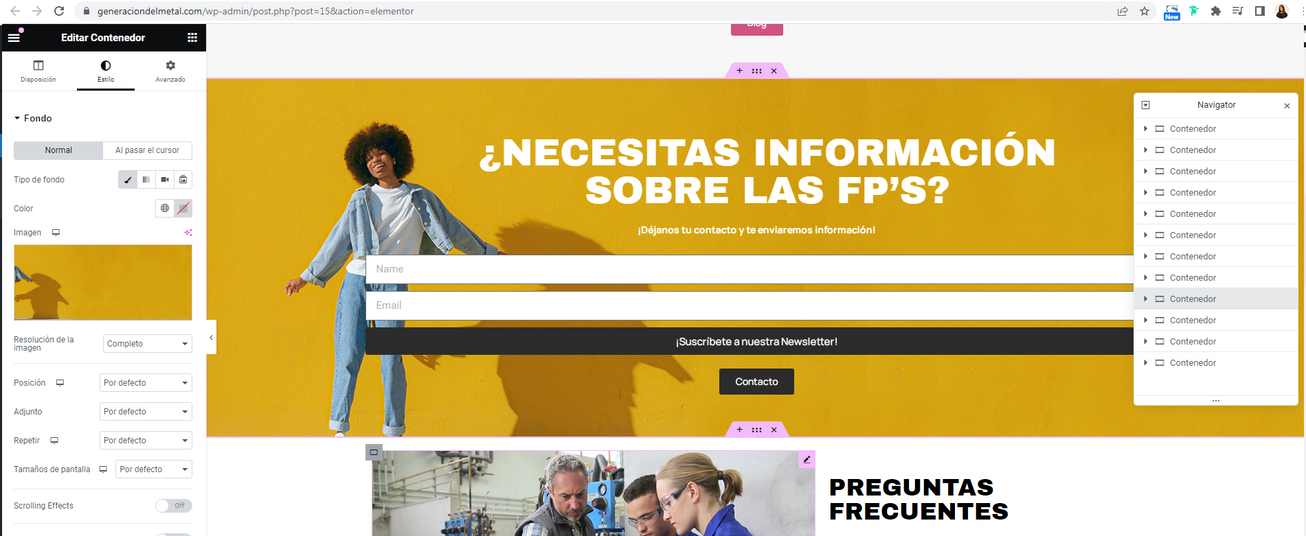 Diseño web Generación del Metal Madrid, Proyecto de SPK Comunicación