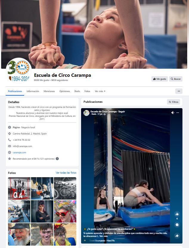Redes Sociales Madrid, Escuela de Circo Carampa